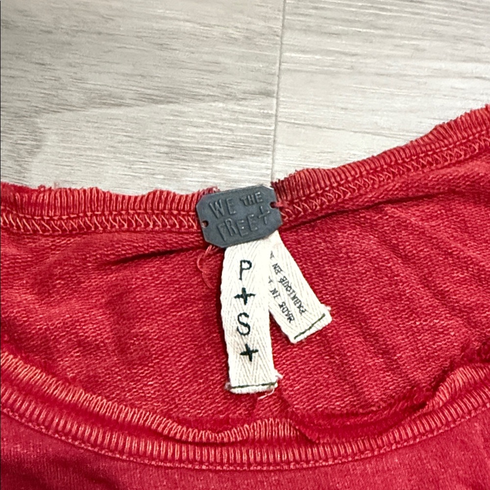 Free People Red Embroidered Crop Top - Picture 2 of 5